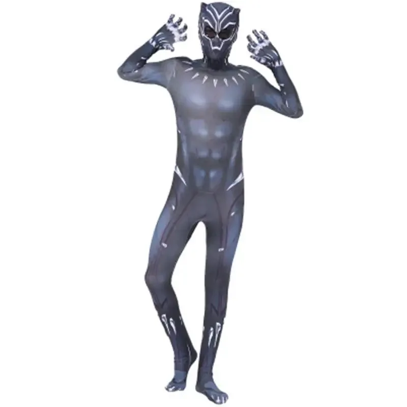 Anime Superhero Black Kids Panther Men Boys Adult Jumpsuits Children Panther Cosplay Halloween Costume Bodysuits Dress Up New