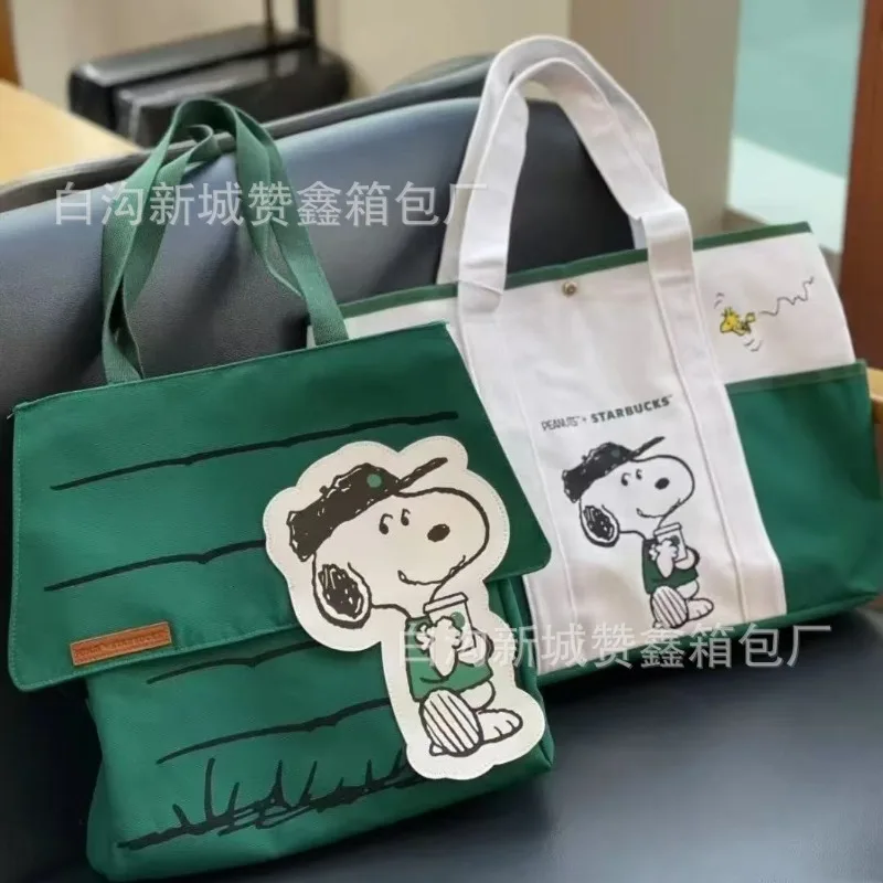 

Kawaii Snoopy, милая холщовая большая сумка с героями мультфильмов, женская сумка, большая вместительная студенческая сумка для репетиторов, сумка через плечо