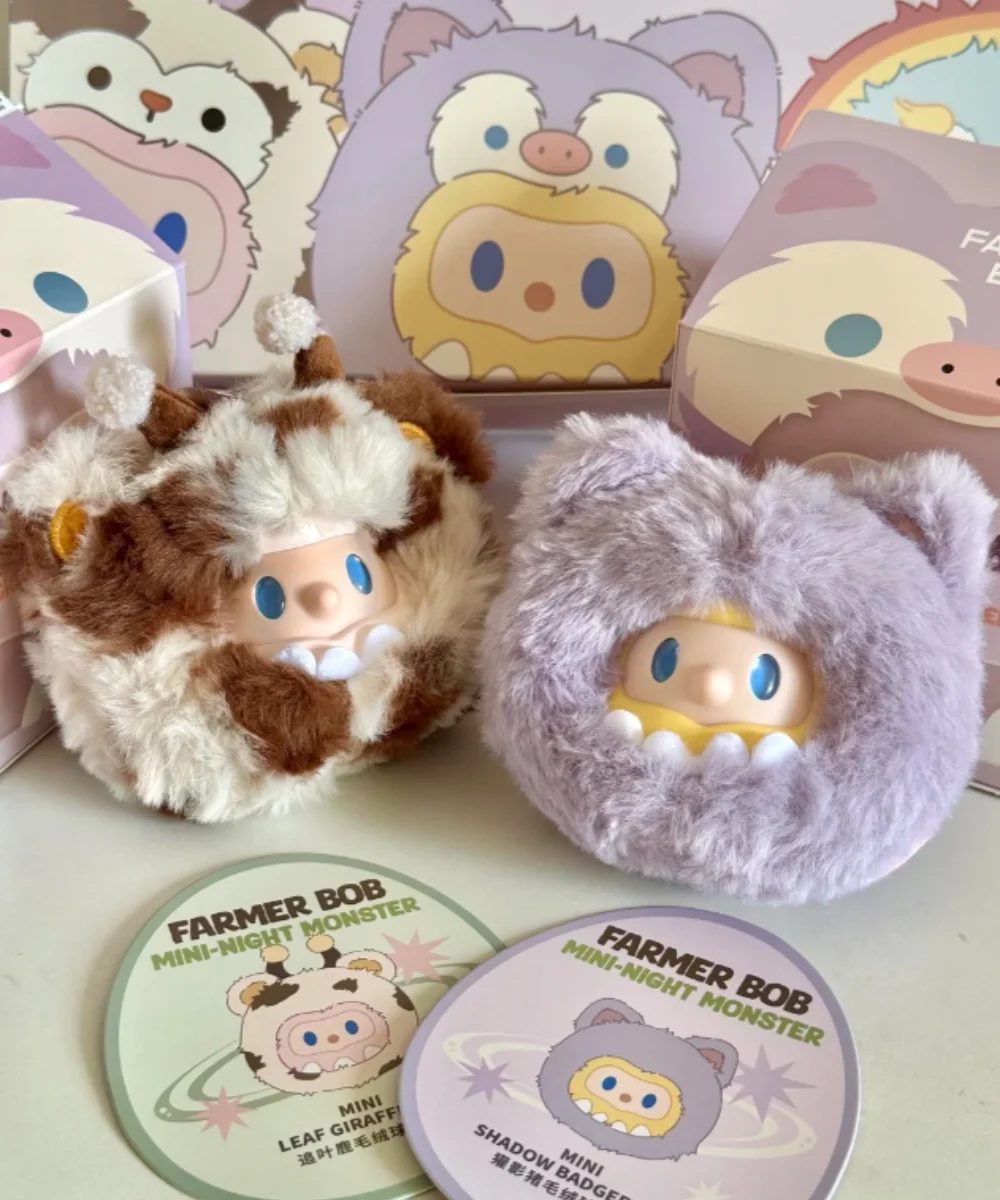 

Для фермера Боб, мини-ночная серия Monster, слепая коробка, модные игрушки, милая виниловая плюшевая подвеска, кукла Боб, загадочная коробка, подарок на день рождения