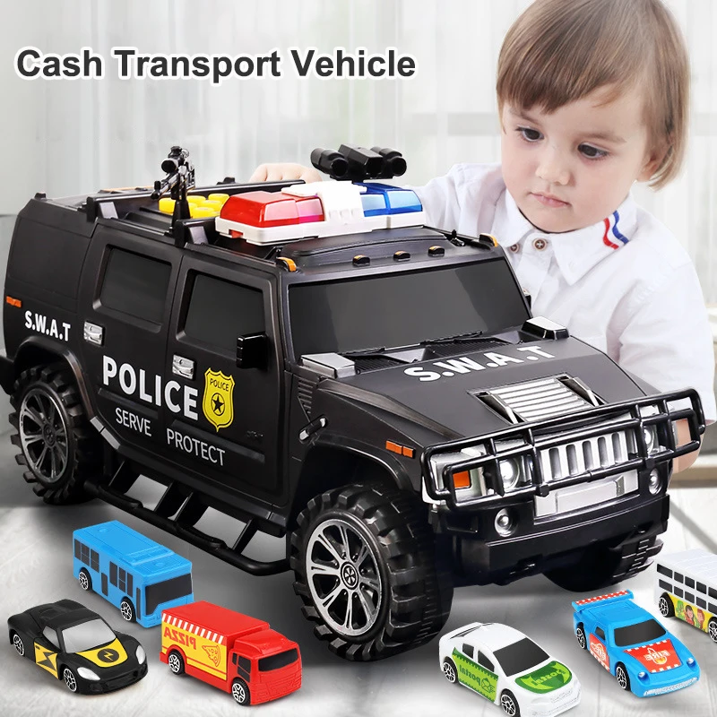 Creative Money Transport Truck Toy Multi-function Fingerprint Password Piggy Bank Simulation Sound Shopping Effect Truck Model