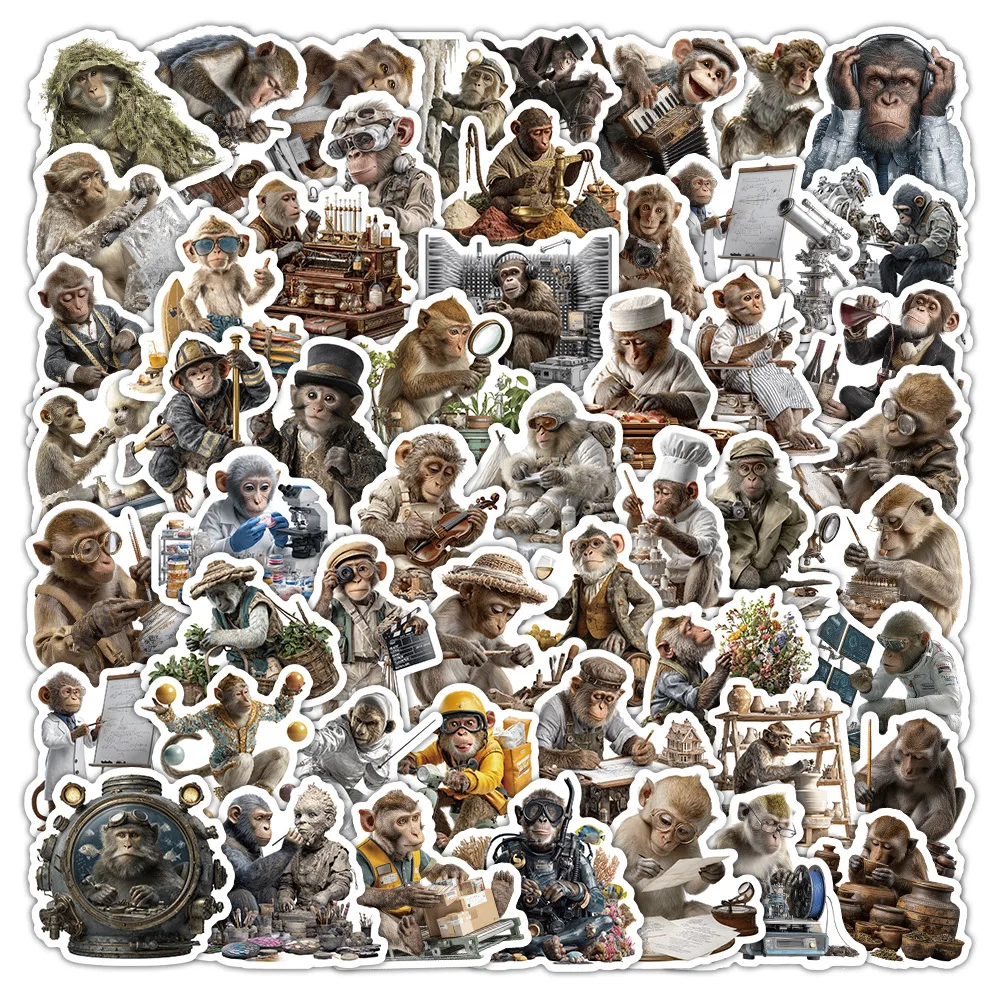 50 pieces of twelve zodiac monkey stickers - creative high-definition decorative wall art for notebooks and desktops