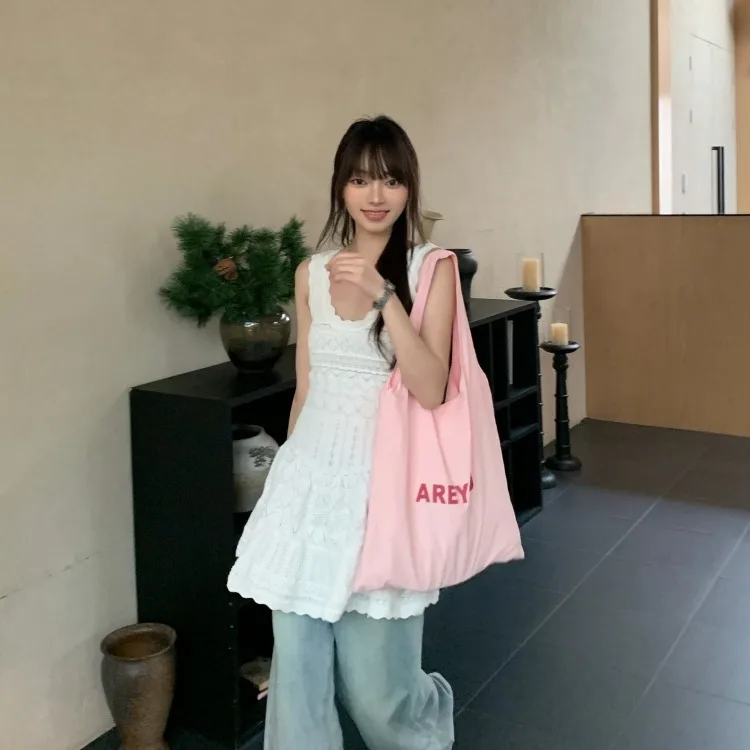 

Fashionable Korean Style Knitted Vest Dress Light Blue Washed Denim Set Summer 2026 Women's Mid-Length Two-Piece Ensemble