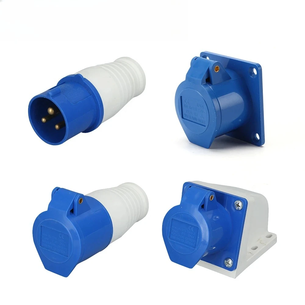 DIY GO 32A 3Pin 2P+E Electrical Wire Cable Outdoor Waterproof Connector Industrial Plug & Sockets 220V-240V IP44 Junction Box