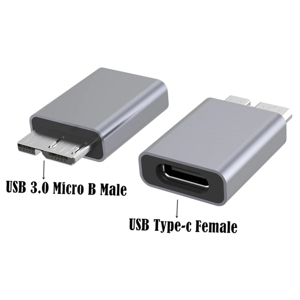 Adaptor USB 3.0, c-type USB 3.0 Micro B plug Micro B USB C 3.0 male ke tipe-c female untuk hard drive eksternal HDD Kabe c-type USB