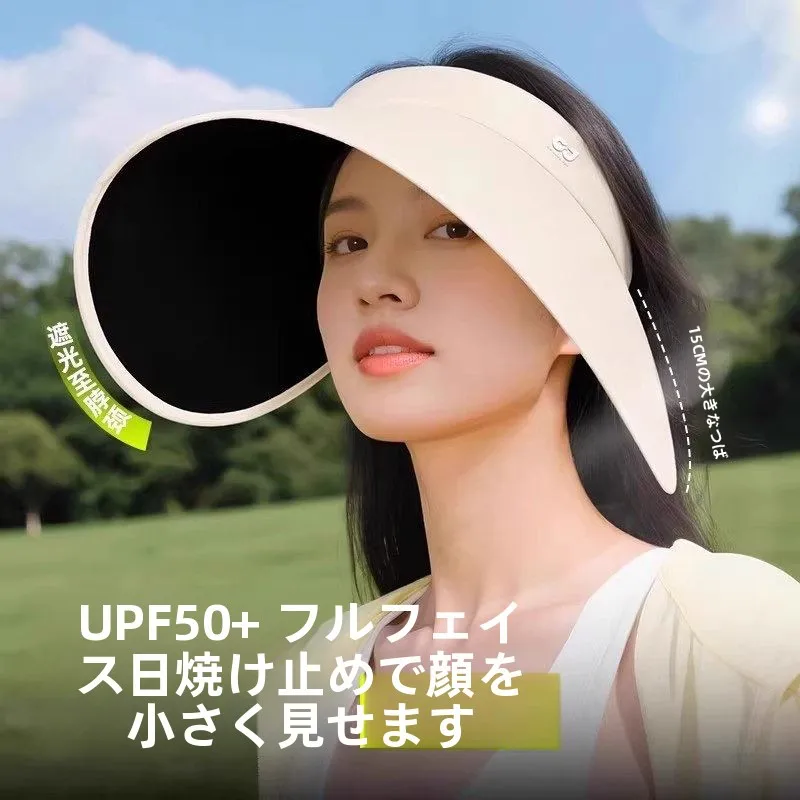 2026-new-women's-large-brim-sun-hat-uv-protection-black-glue-empty-top-summer-hat-outdoor-breathable-foldable-adjustable