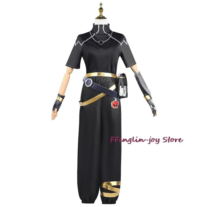 زي تنكري لفريق Heartsteel للرجال والنساء ، شعر مستعار LoL Ezreal ، بنطلون علوي أسود ، إكسسوارات موحدة ، زي حفلات دعامة