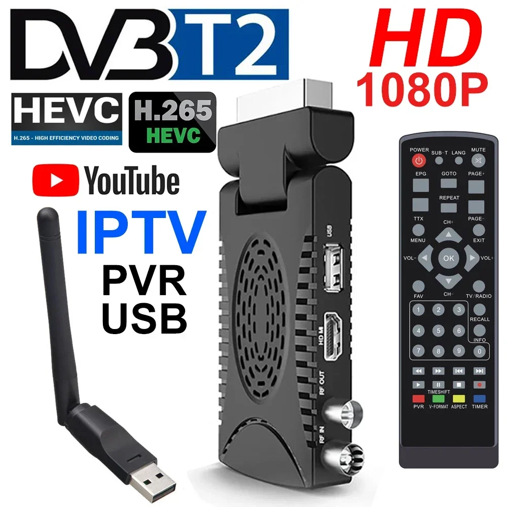 Цифровой приемник H.265 HD DVB T2 Испания TDT Европа Устройство ТВ-приемник HEVC Scart HD 1080P Декодер EPG Телеприставка PVR IPTV