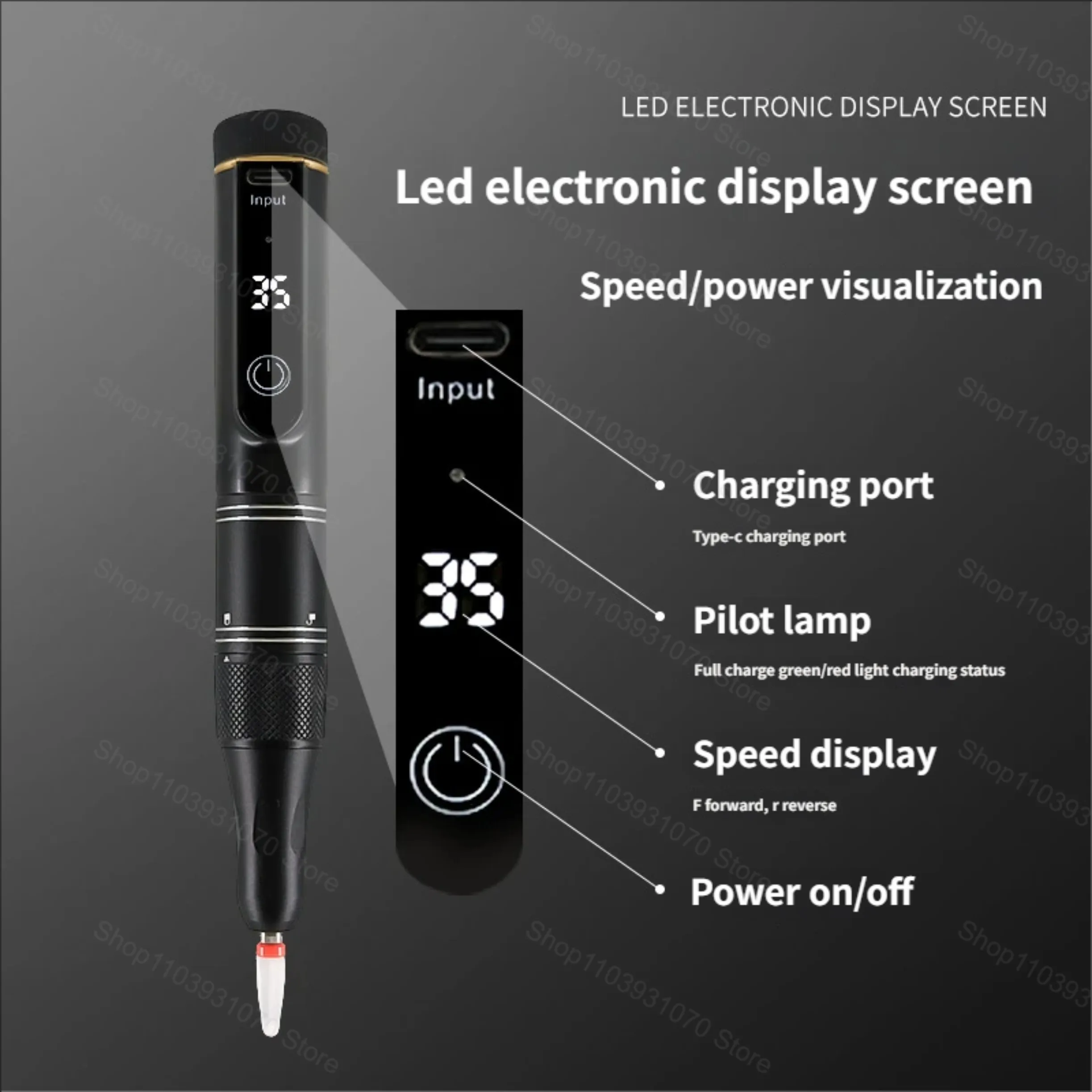 Lime à ongles Rechargeable USB, vitesse électrique réglable, stylo à ongles Portable pour l'élimination des armures, perceuse de manucure, outil de Salon de manucure