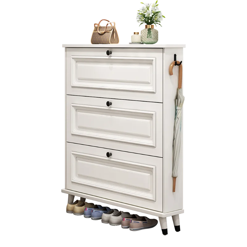 

American ultra-thin tipping bucket shoe cabinet household door 2025 new popular entrance entrance cabinet integrated solid wood