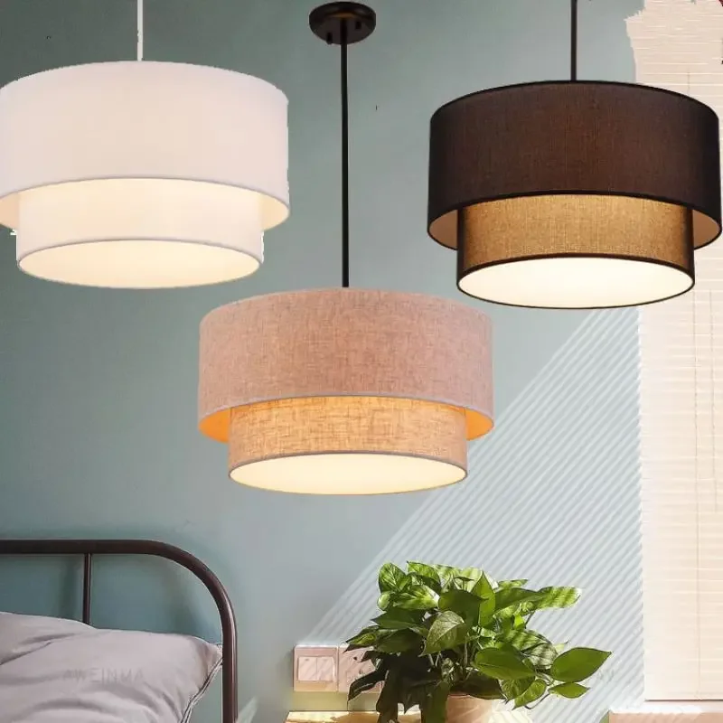 

SANDYHA Nordic Retro Fabrics Ceiling Chandelier Led Hanging Lamp for Living Room Dining Room Bedroom Decor Home Lighting Fixture