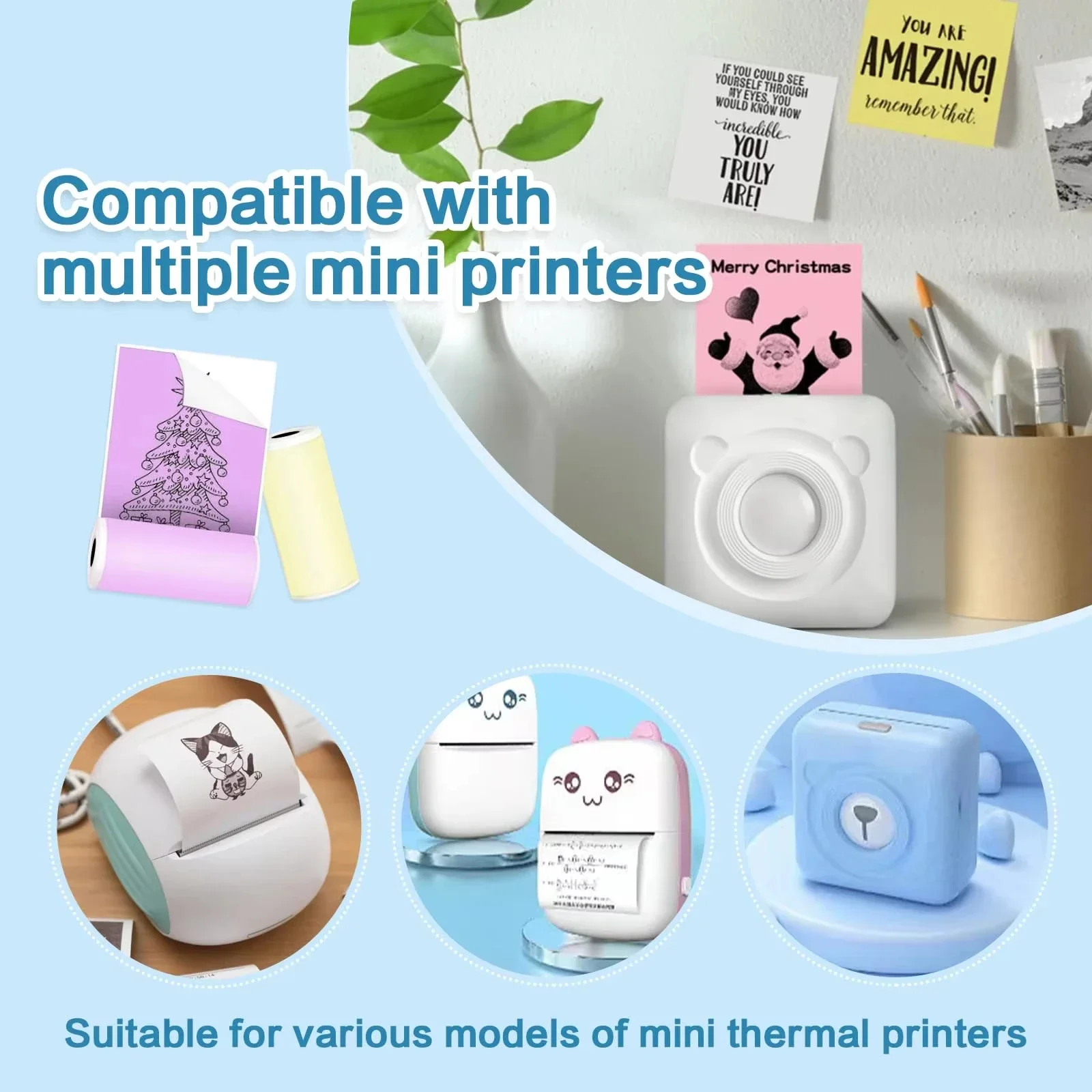 Thermal Printer Paper Mini Self-adhesive Label Printer Paper Compatible With T02/M02/M02/M02SPRO/M04AS/M04S Mini Thermal Printer