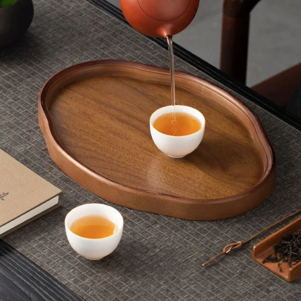 

Irregular Shape Bamboo Decorative Serving Tray Chinese Style Vintage Tea Tray Smooth Surface Fruit Platter Afternoon Tea