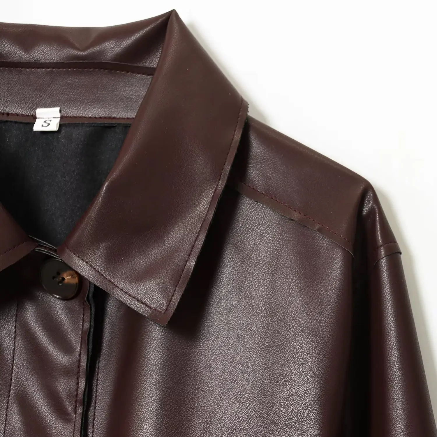 Faionable ort Leather Jaet المرأة الخريف جديد Sle JNLEAOG تنوعا تصميم تحسس ألياف البوليستر طويلة Sve سستة