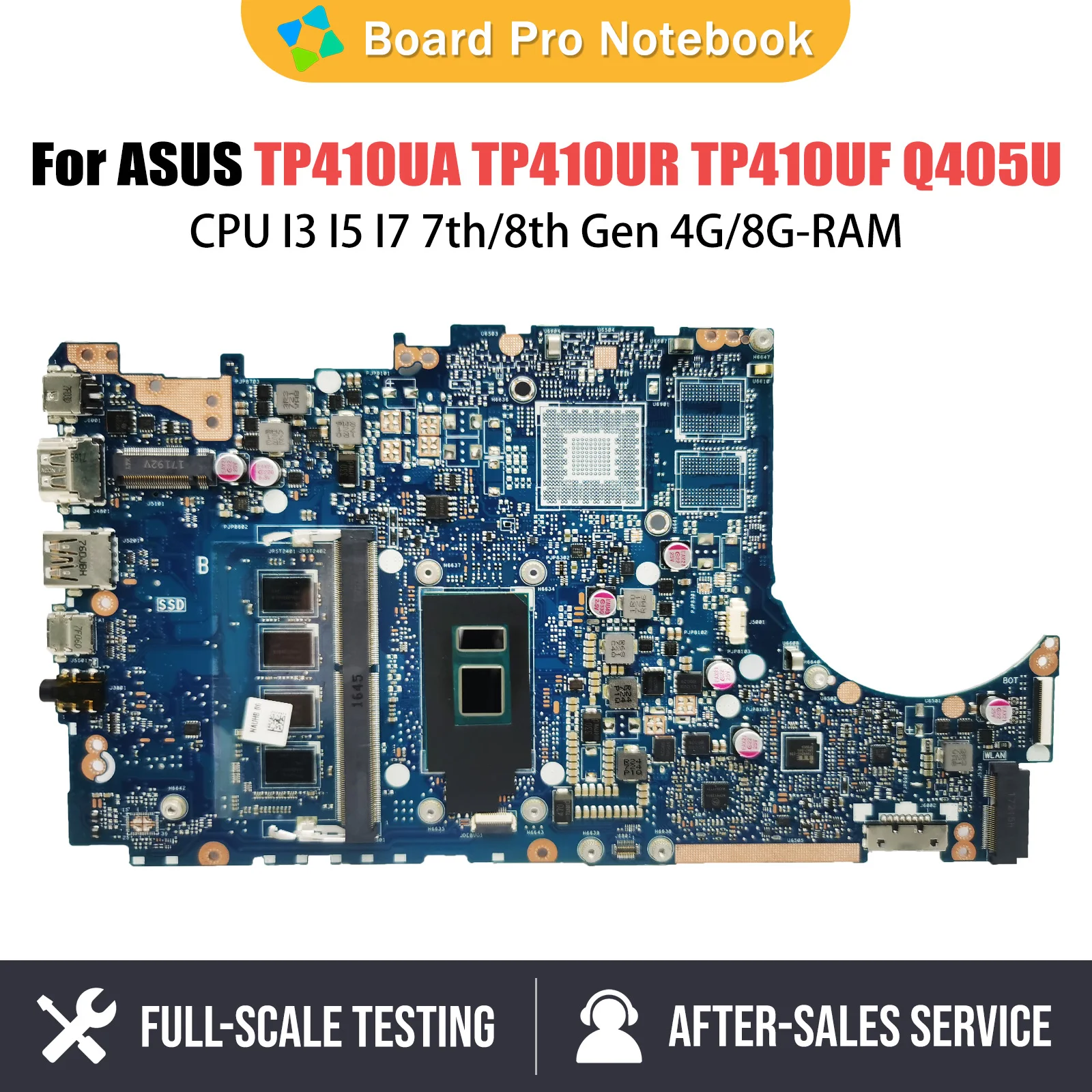 

TP410UA Notebook Mainboard For ASUS TP410U TP410UR TP410UF Q405UA Q405U Laptop Motherboard CPU i3 i5 i7 7th 8th Gen 4G 8G RAM