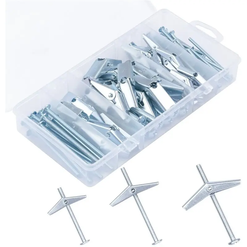LLCS-44Pcs Hollow Wall Anchors Assorted Kit, Butterfly Anchors For Hanging Picture Curtain Rod Plant 3/16,1/4,1/8, Screw Set