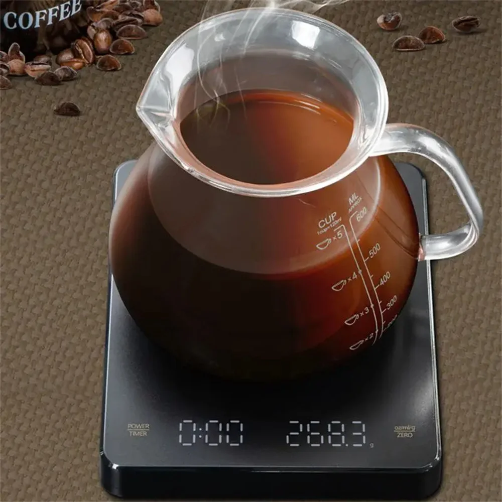 3kg 0.1 Digital Coffee Scale LED Screen Charge Pour Kitchen Scales Electronic Drip Black Coffee Scale