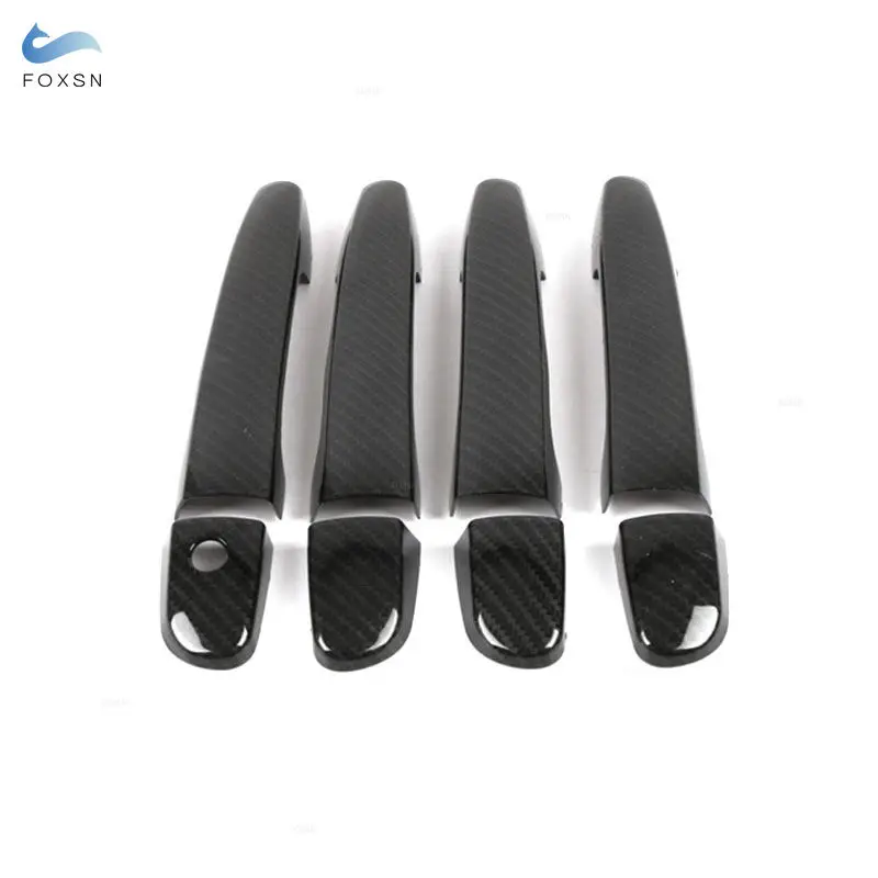 8pcs ABS Glossy Black / Carbon Fiber Pattern Car Inner Door Handle Pull Grab Cover Protection Trim For Mazda CX-4 2007-2018 LHD
