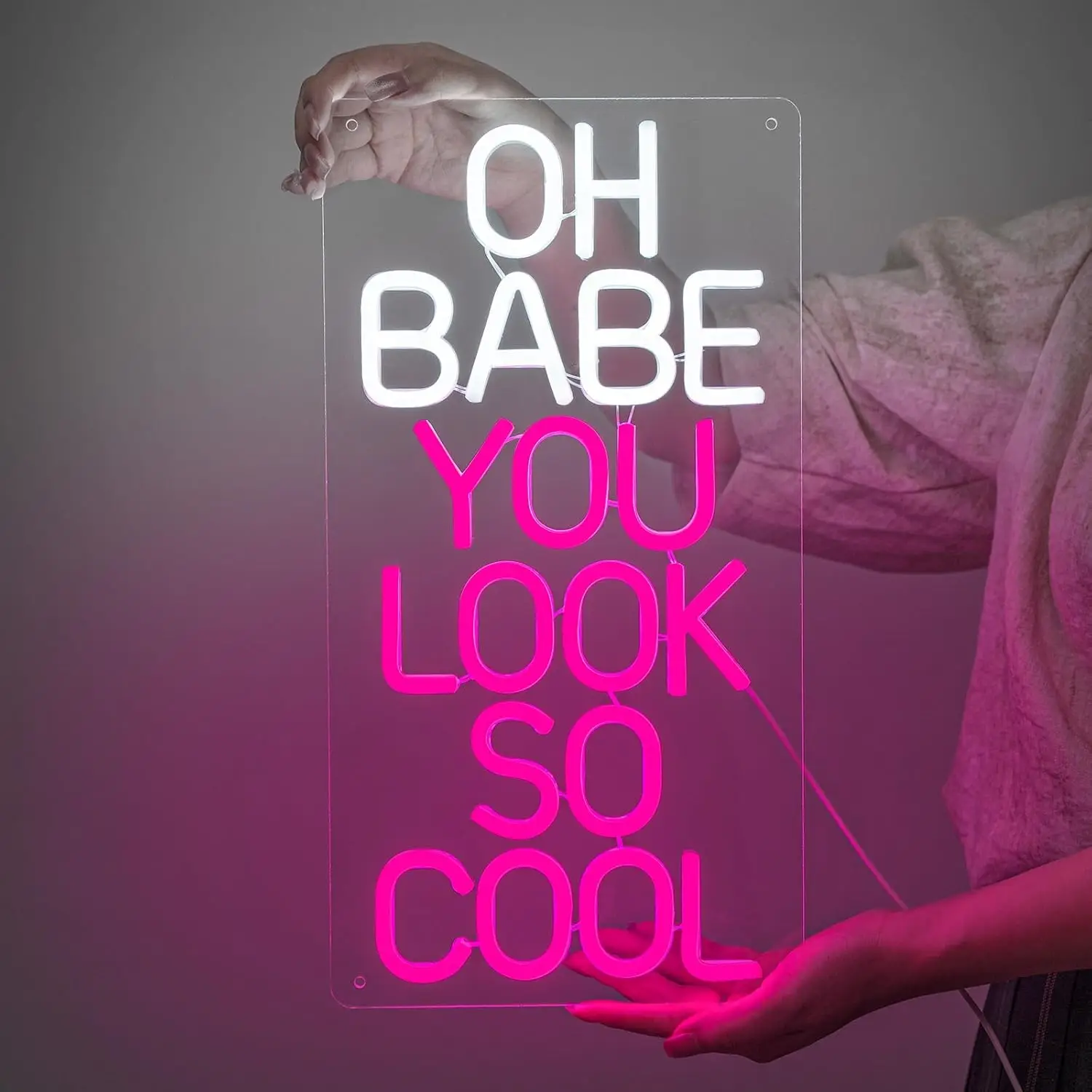 

16.5x8.6in Oh babe You Look So Cool Neon Sign Wall Decor Cute LED Light Girl Bed Bedroom Birthday Christmas Gift Lover Baby