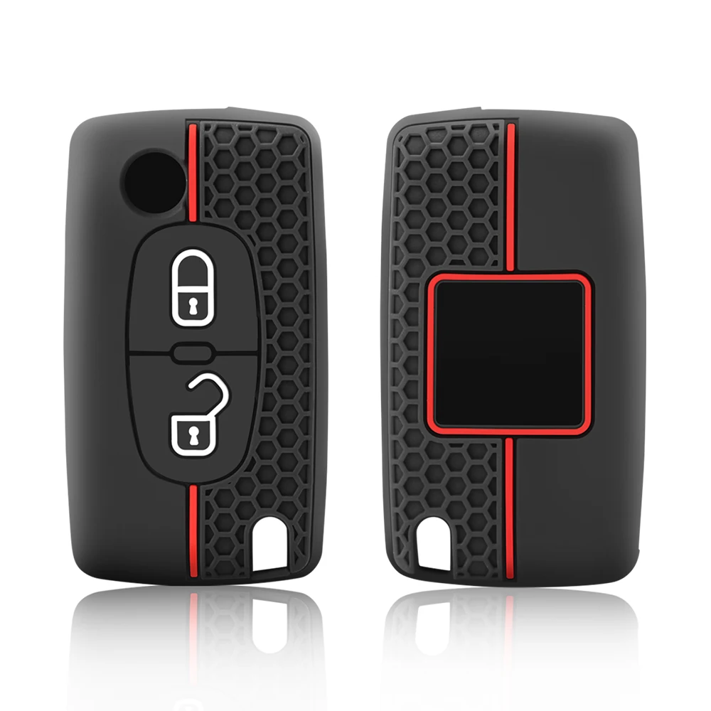 Silicone Car Flip Key Case Cover for Peugeot 107 207 307 308 407 607 3008 5008 for Citroen Xsara Picasso C5 C6 C8