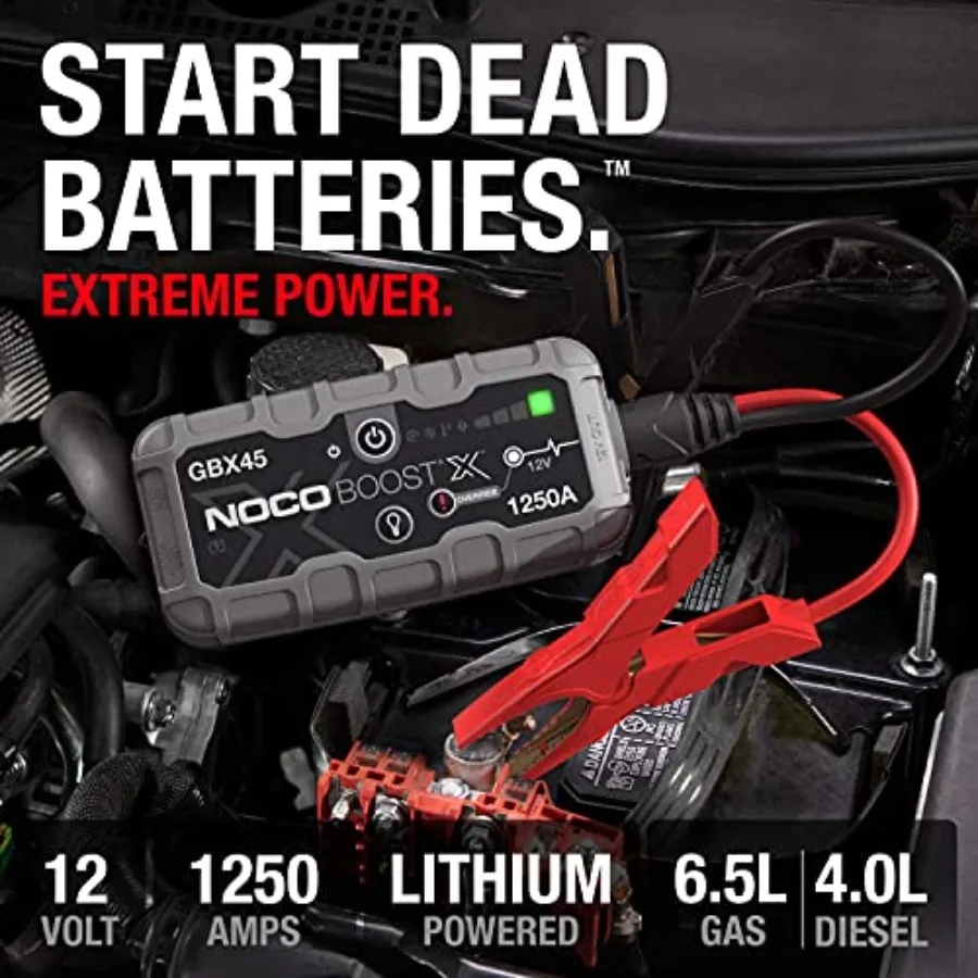 Boost X GBX45: 1250A UltraSafe Jump Starter 12V Lithium Battery Booster Pack Portable Jump Box with Built-in Power Bank an