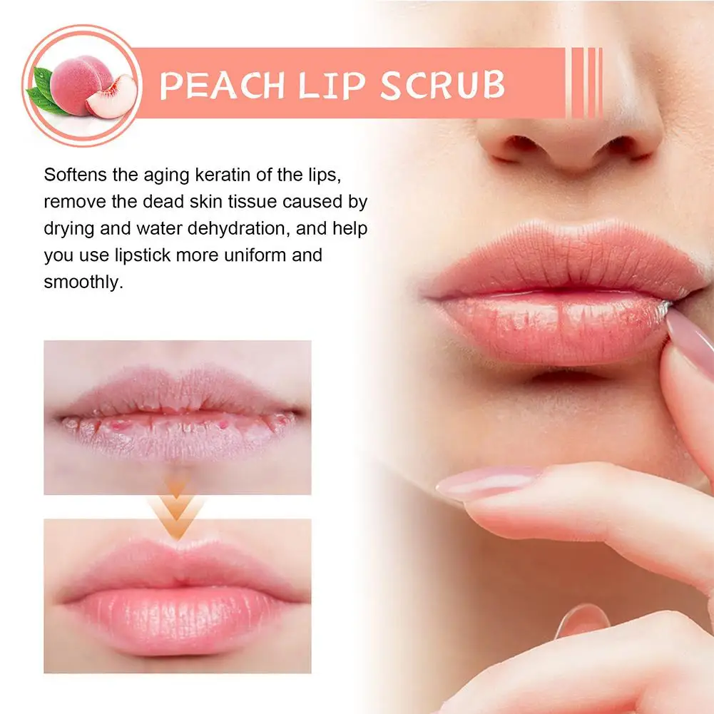 Peach Lip Scrub Exfoliating Lightening Fade Lip Lines Anti Dryness Removing Dead Skin Moisturizing Care Makeup Lip Care