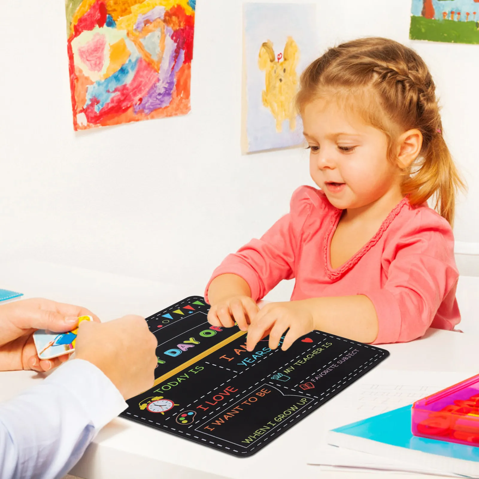 

Двусторонняя деревянная табличка-доска для школы: Первый день в детском саду, воспоминания о школе, доска для письма мелом