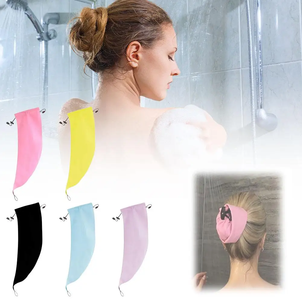 قبعة استحمام نسائية بتصميم ذيل حصان مقاومة للماء ومضادة للترطيب، قبعة ليلية مجعدة، واقي ذيل الشعر، غسول الجذر فقط
