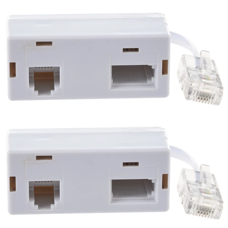 2X Rj45 Plug To Bt Rj11 Secondary Splitter Telephone Adapter