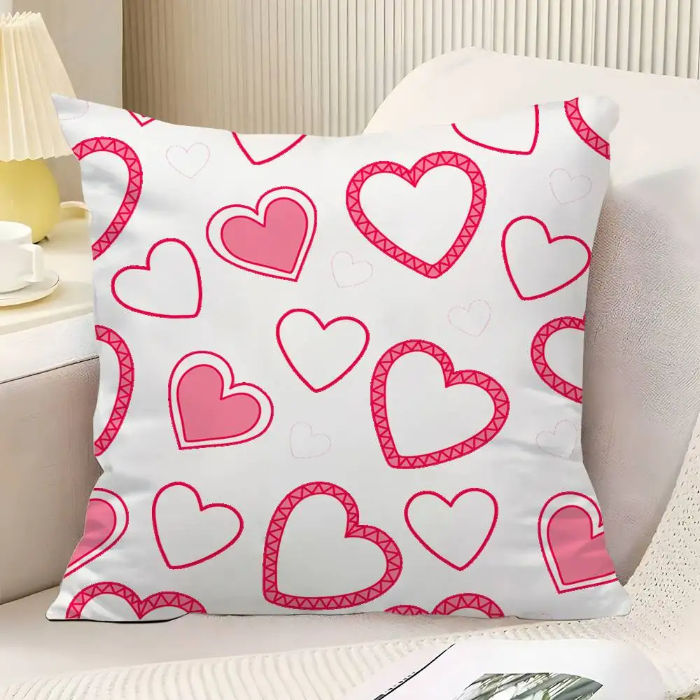 Pink Heart Pattern Throw Pillow Cover Neutral Decor Cushion Cover Soft Sofa Couch Bed Home Decor Pillow Case