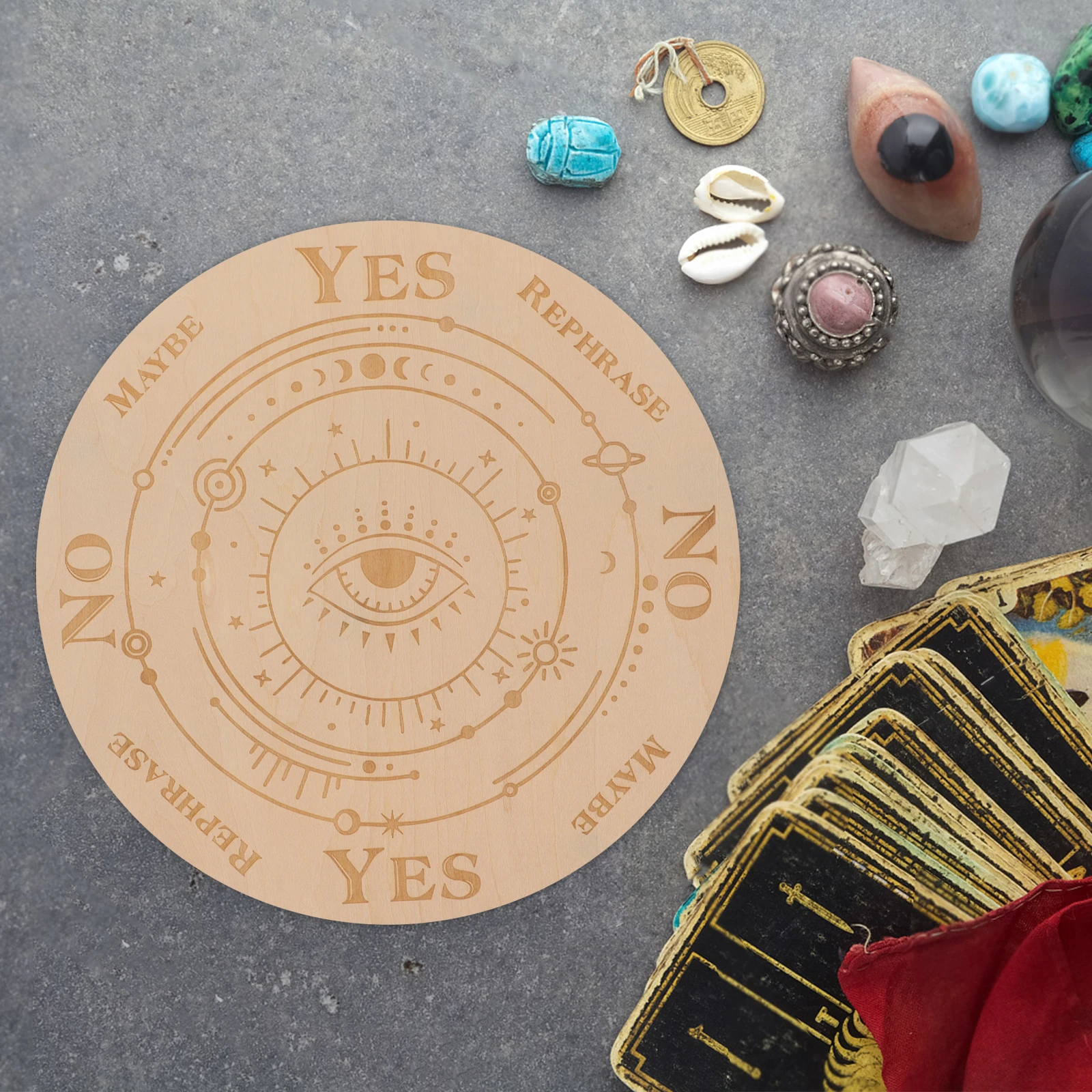 

Wooden Board Evil Eyes Pendulum Witch Divination Game Crafted Smooth Pattern Home Decor Health Care