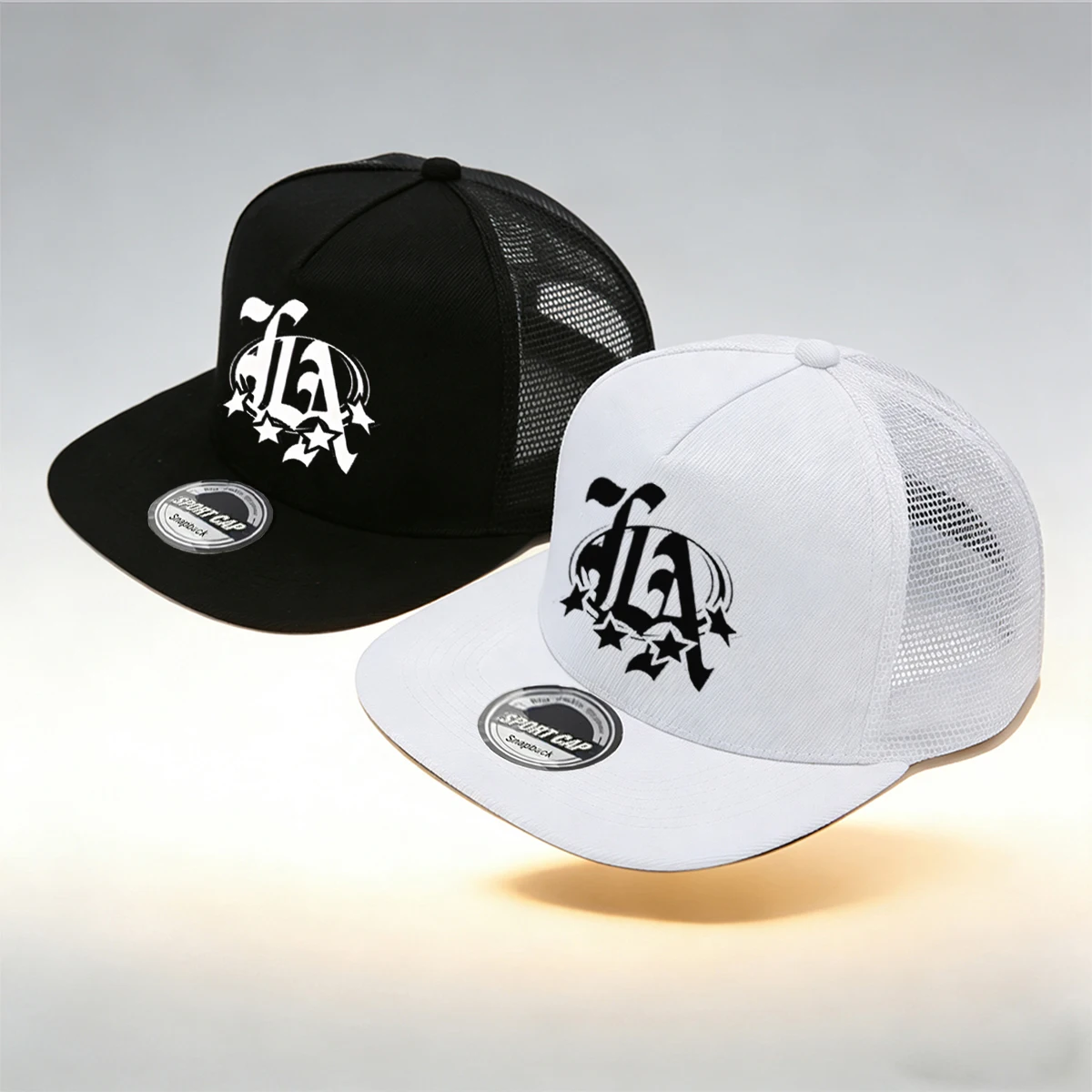 Unisex-'LA'Print Mesh Baseball Cap,Fashion Slightly Curved Brim Baseball Cap, Adjustable Breathable Hat,Suitable For Outdoors