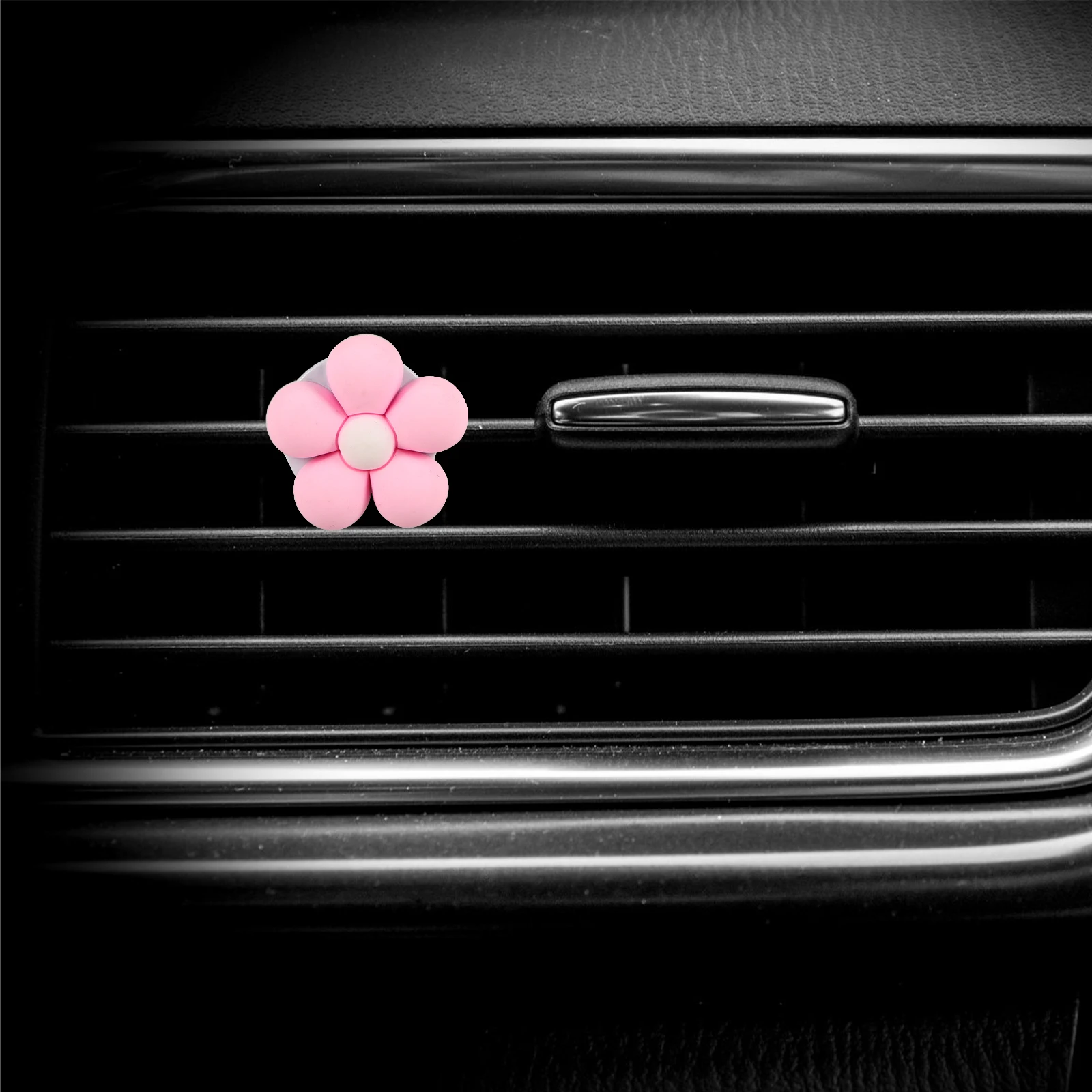 

2Pcs Air Freshener Flower Design Interior Car Vent Clips Decor Aroma Flower Accessories For Car Accessories Pink White Color