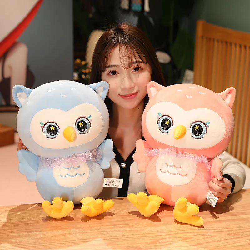 25-70cm Popular Night Owl Colorful Bird Plush Toy Baby Cushion Stuffed Animal Dolls Soft NewBorn Birthday Gifts For Kids Toys