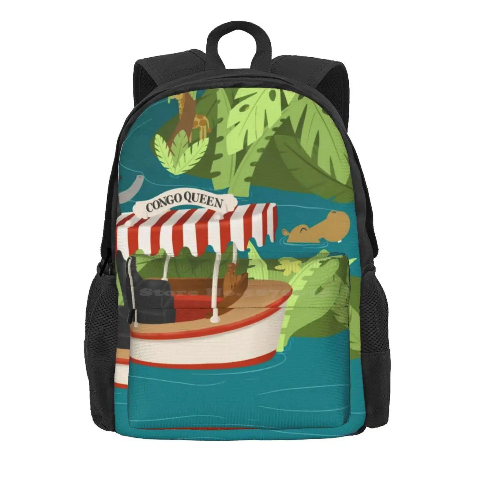 Cruising The Jungle Hot Sale Schoolbag Backpack Fashion Bags Jungle Cruise Attraction Ride River Boat Elephant Giraffe Skipper