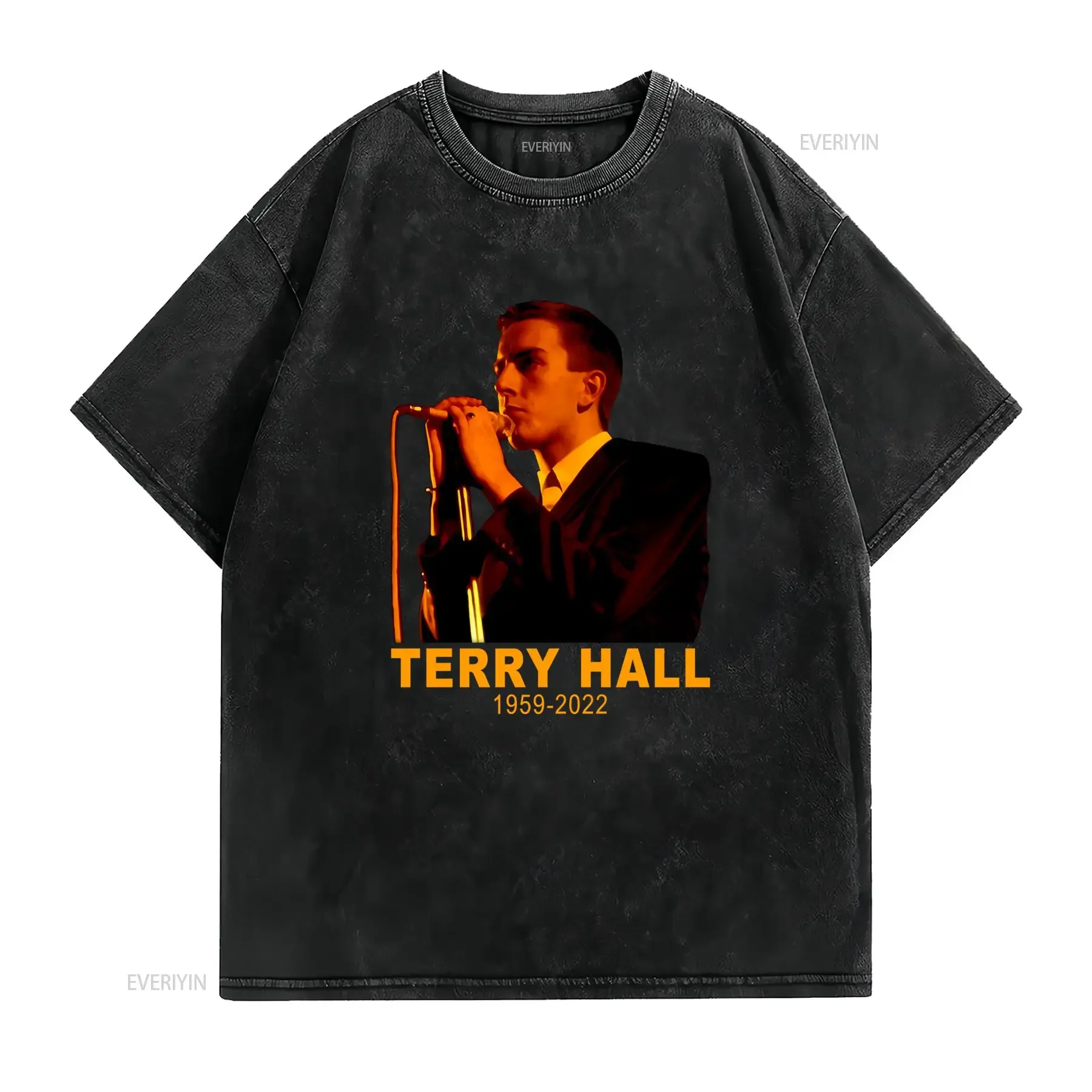 Vintage Terry Hall 1959 2022 Commemorative Ska Music Singer Print Casual T Shirt vintage Washed Slightly Versatile streetwear