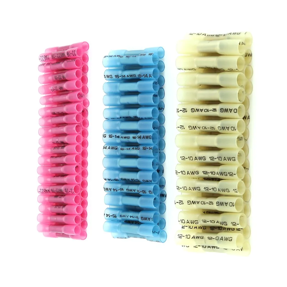

300 шт. красные, синие, желтые термоусадочные соединители для проводов 22-16AWG/16-14AWG/12-10 AWG водонепроницаемые стыковые соединители с изоляцией