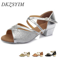 DKZSYIM New Latin Dance Shoes Children Girls Women's Tango Low Heels 3.5cm Dance Ladies Jazz Dance Shoes SIZE 26-41