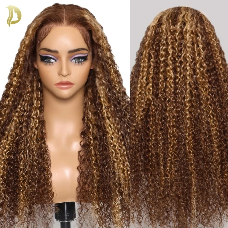 

Highlight Wig Human Hair Water Deep Wave Frontal Wig Blonde Honey Brown Curly Human Hair Wigs Colored 13x4 13x6 lace front wig