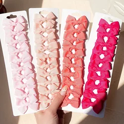 5Pcs/Set Solid Hairpins for Baby Grosgrain Ribbon Bows Hair Clips Boutique Handmade Headwear Girls Baby Hair Accessories