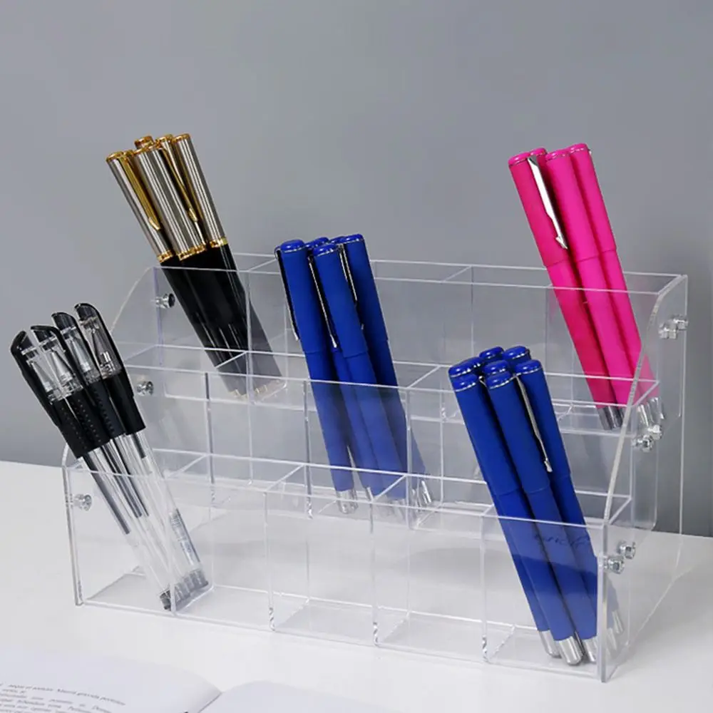 2/3/4/5 Layer Mark Pen Holder Transparent Large Capacity Stationery Display Shelf Durable Pen Tray Makeup Brush Holder