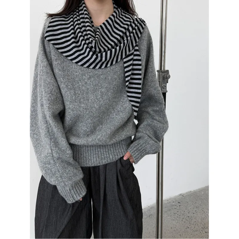 

Autumn 8%Wool Blend Knit Triangle Shawl,Women Fashion Knit Scarf Accessory