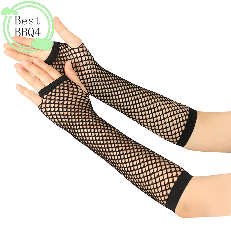 BBQ4 1Pair Womens Long Fishnet Net Gloves Fingerless Mesh Gloves Punk Rock Fancy Night Club Party Arm Warmer Gloves Sexy Gloves