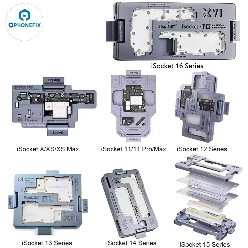 Qianli iSocket Motherboard Tester Fixture for iPhone X 11 12 13 14 15 16 Series Logic Board Middle Layering Diagnostic Platform