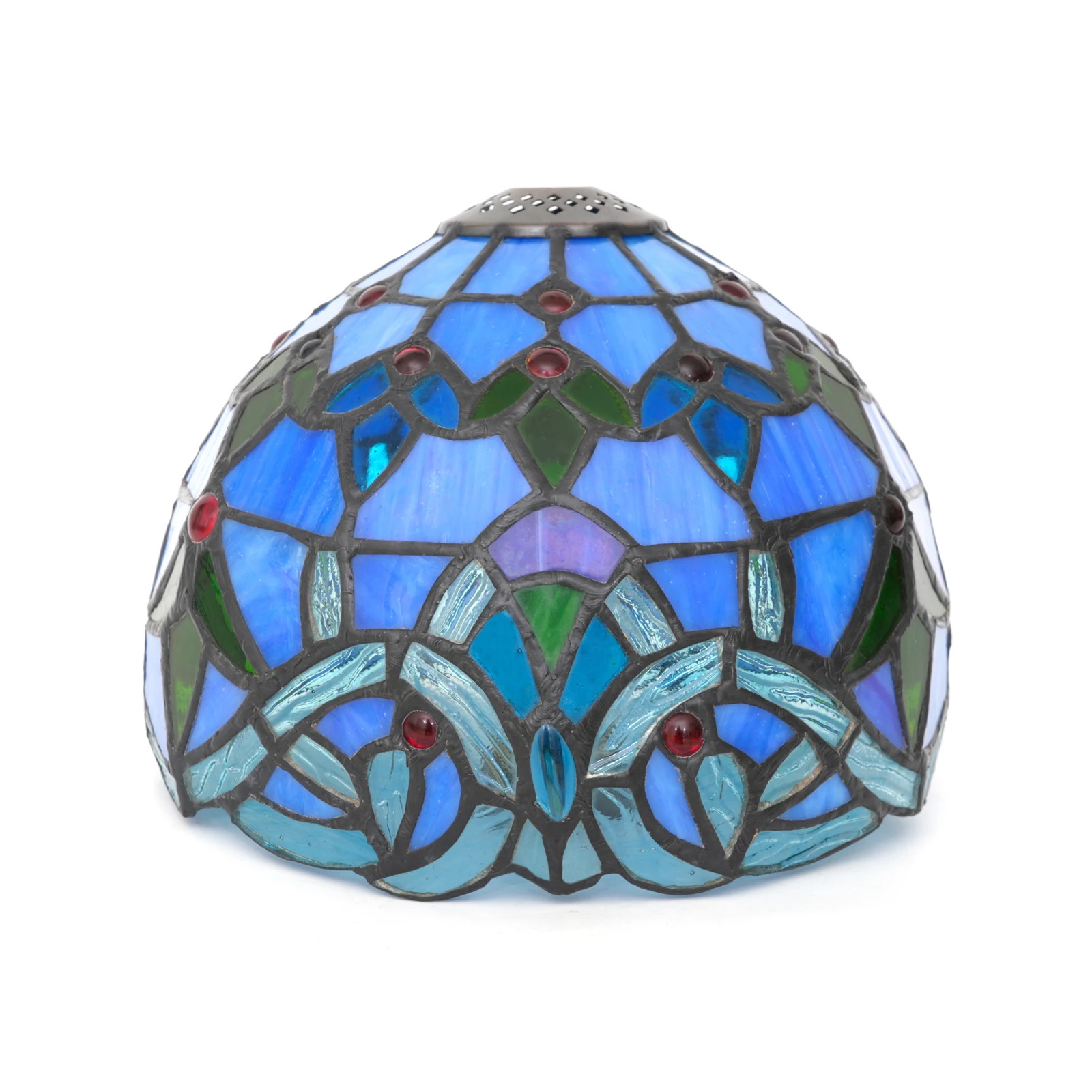 Tiffany Lamp Shade Replacement, Only 8 Inch Wide Baroque Style Stained Glass Lampshades, Suitable for Bedside Reading Lamp,Blue
