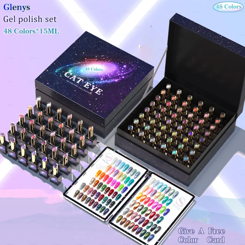 Glenys48 Galaxy Diamond nail polish Gel Popular New Semi permanent Soaking gel UV LED Nail Salon Nail Art Clearcoat Set