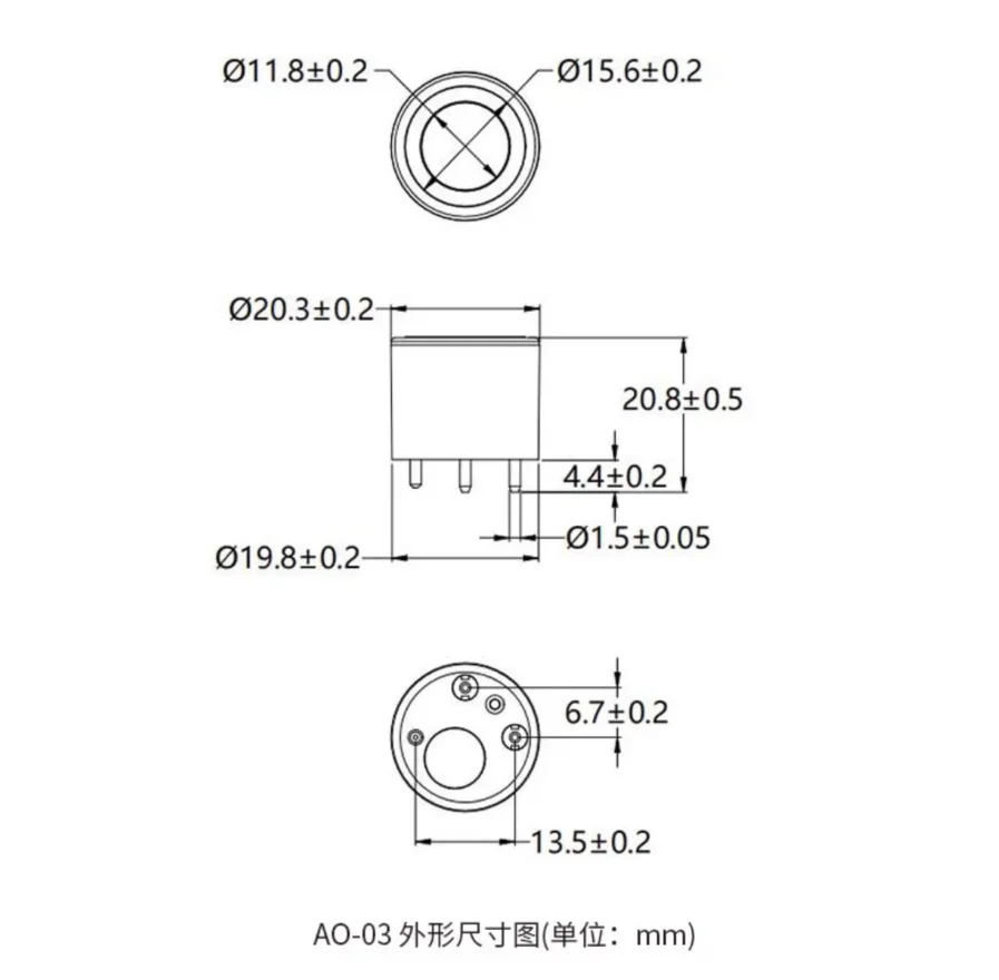 Ao-03 Oxygen Sensor Module Oxygen Concentration Sensor Probe Electrochemical Sensor for Measuring Oxygen Concentration