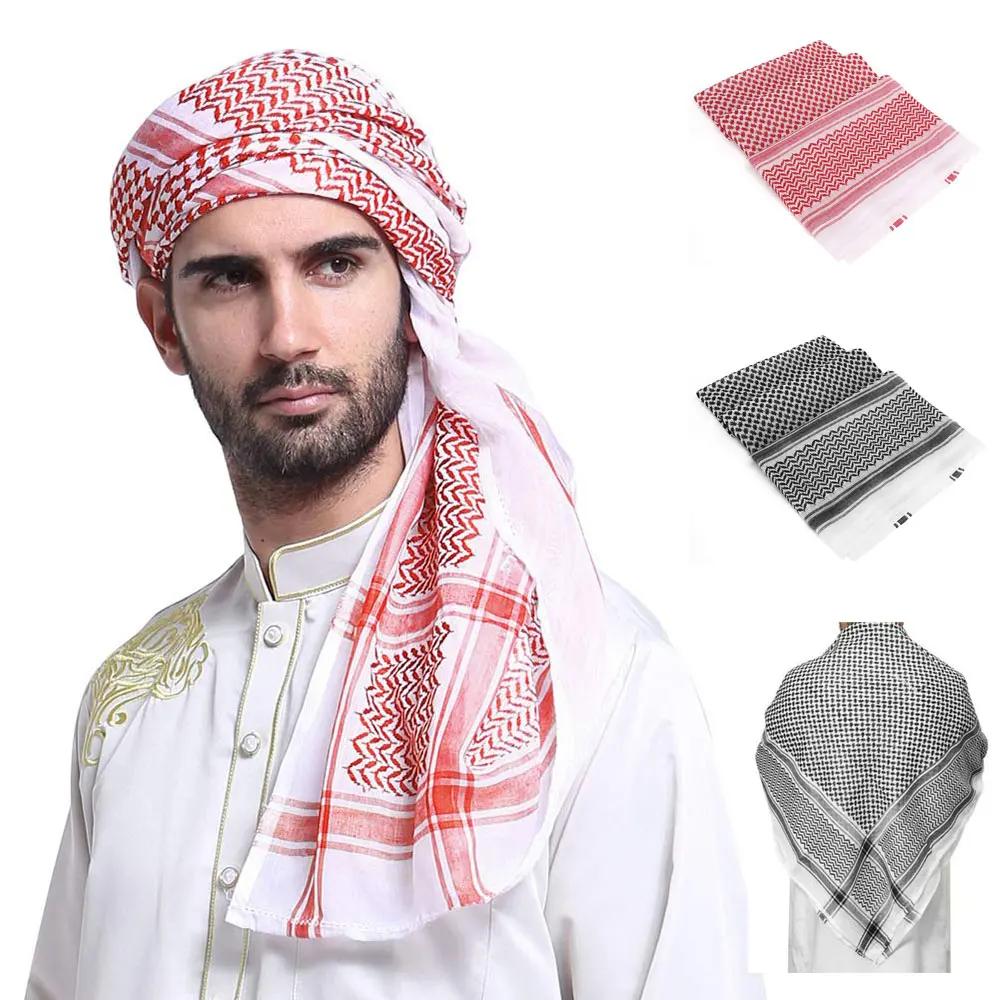 1 stks Palestina Bandana Moslim Shemagh Sjaal Multifunctionele Headwrap Vierkante Hals Wrap Arabische Tulband Hijab Arabische Kafiya Keffiyeh