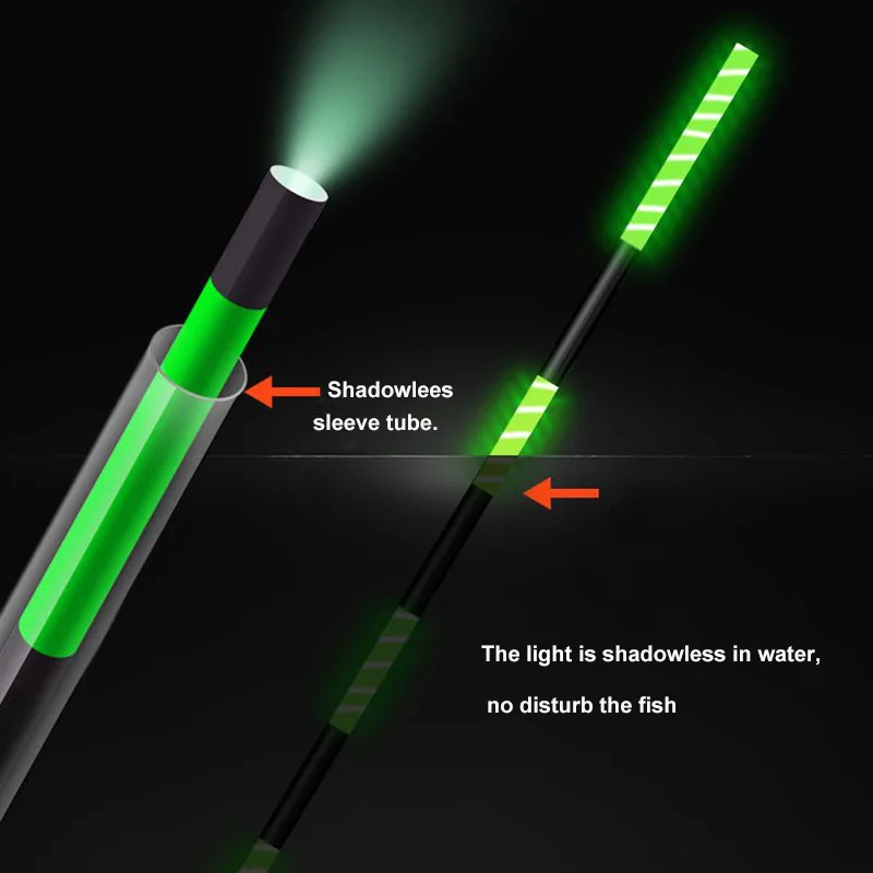 WLPFISHING Fishing Floats HD Green Light Electric Night Fishing Floaters Cool Light Source No Dazzle Bobbers Accessory