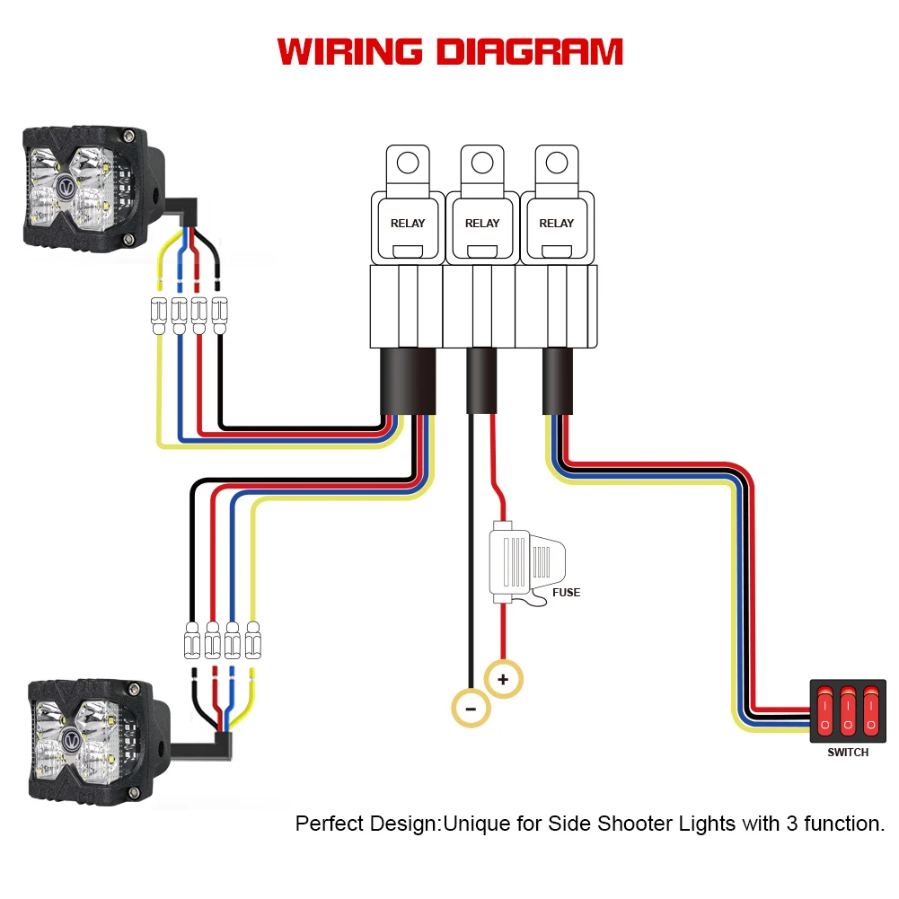 

OVOVS Side Shooter Pods With Wiring Harness Kit Solid And Strobe Side Light Perfect Match Wiring Harness For Off Road Vehicles