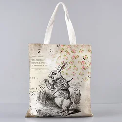 Shopper Cheshire Alice in Wonderland Printed Shoulder shopping bag Lady Canvas Bag Tote Bag women Harajuku shopper handbag girl